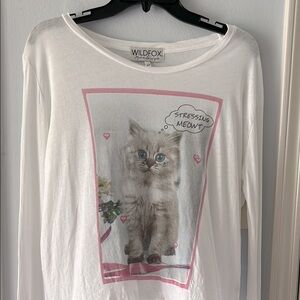 Unique Wildfox Cat Print Long Sleeve T